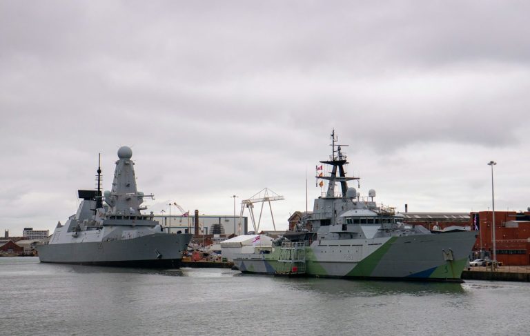 Naval vessels in harbour