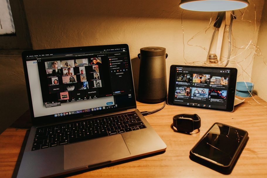 Laptop showing an online training session